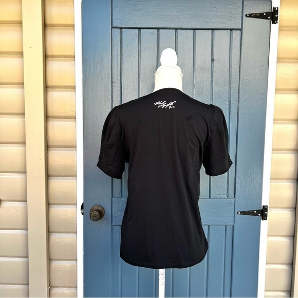 Karl Lagerfeld Paris Graphic Top with Puff Sleeve Women Size Medium - Picture 4 of 8